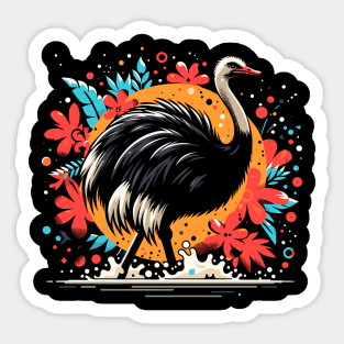 ostrich with flowers t-shirt design Sticker